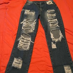 straight leg ripped jeans